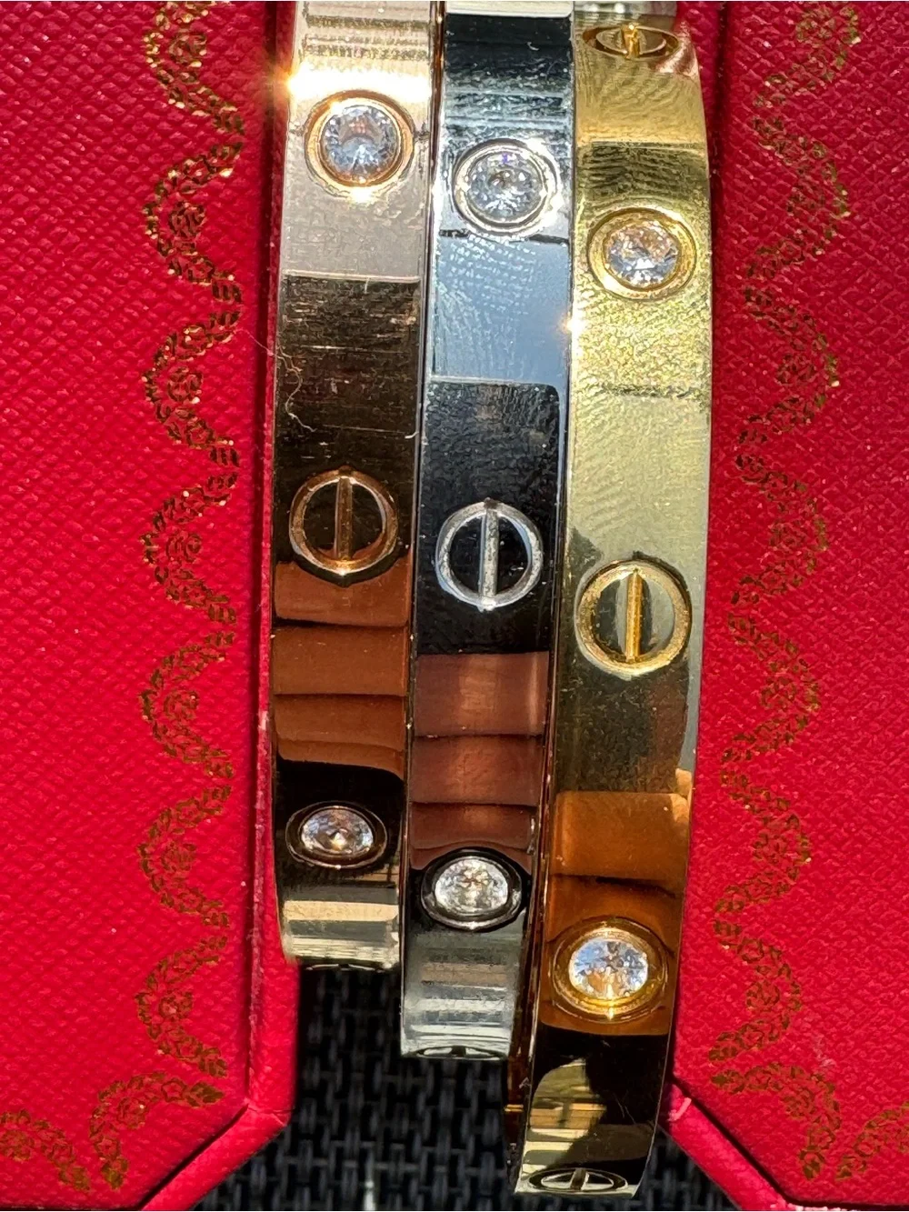 Gold Screw-Detail Bangle Bracelet - Unbranded